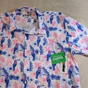Tipsy Elves Mens Toucan Tango Hawaiian Shirt XXL Tropical Floral Button Down